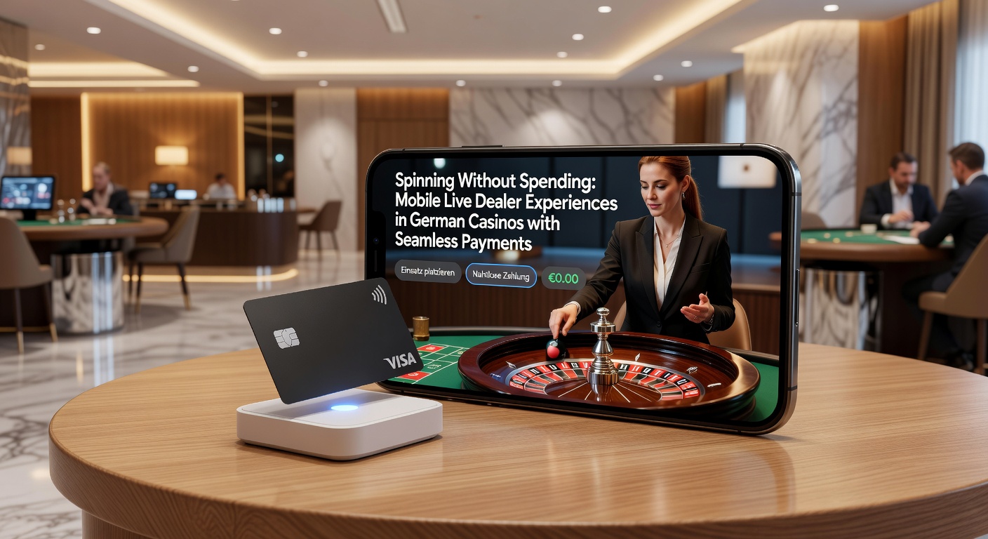 Live-Dealer am Blackjack-Tisch auf einem Tablet, mit Overlay von Free-Spin-Boni und Zahlungsicons für deutsche User