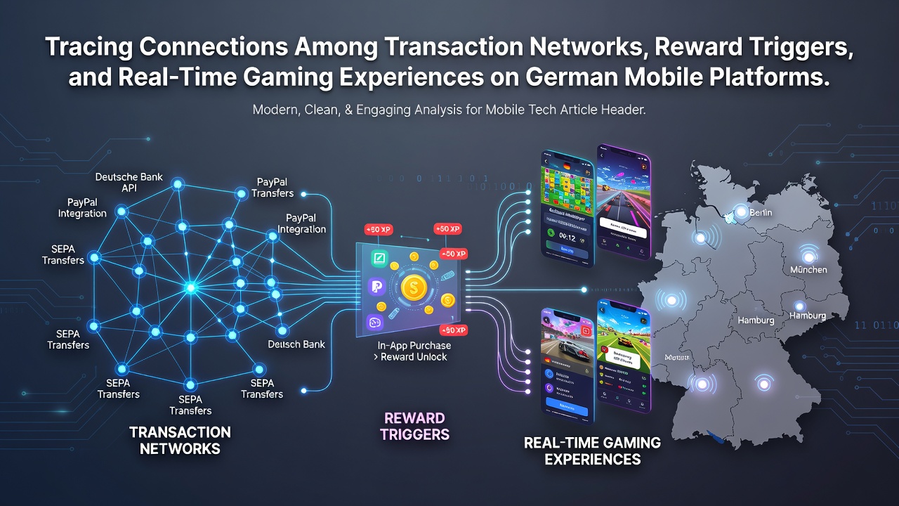 Illustration der Verbindungen zwischen Transaktionsnetzwerken und mobilen Gaming-Plattformen in Deutschland